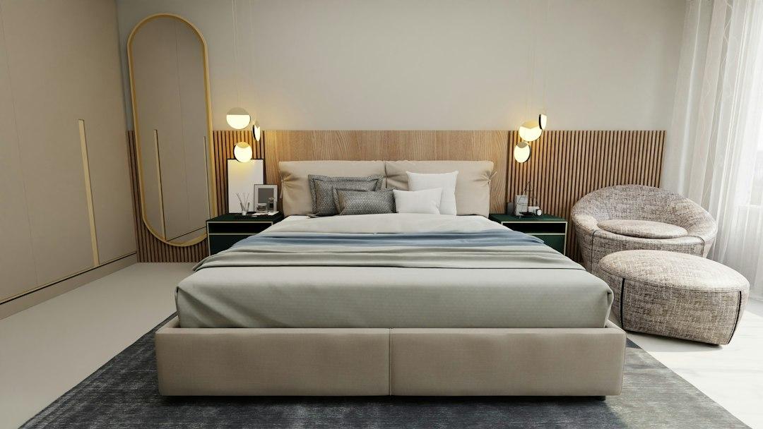 Modern bedroom with mattress